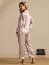 [Pink Heart Geo] SilkSilky-UK Short Sleeve Lapel Collar Women's Pyjamas 002