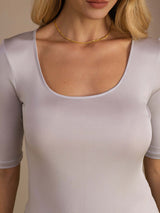 [Light Gray] SilkSilky-UK Half Sleeve Women's T-Shirt 004
