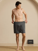 [Black Ginkgo] SilkSilky-UK Men's Sleep Shorts 007