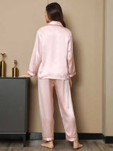 [Pink] SilkSilky-UK Long Sleeve Notch Collar Women's Pyjamas 002