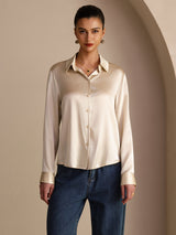 [Brown Rice] SilkSilky-UK Long Sleeve Lapel Collar Women's Shirt 004