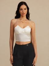 [White] SilkSilky-UK Spaghetti Strap V Neck Camisole 003