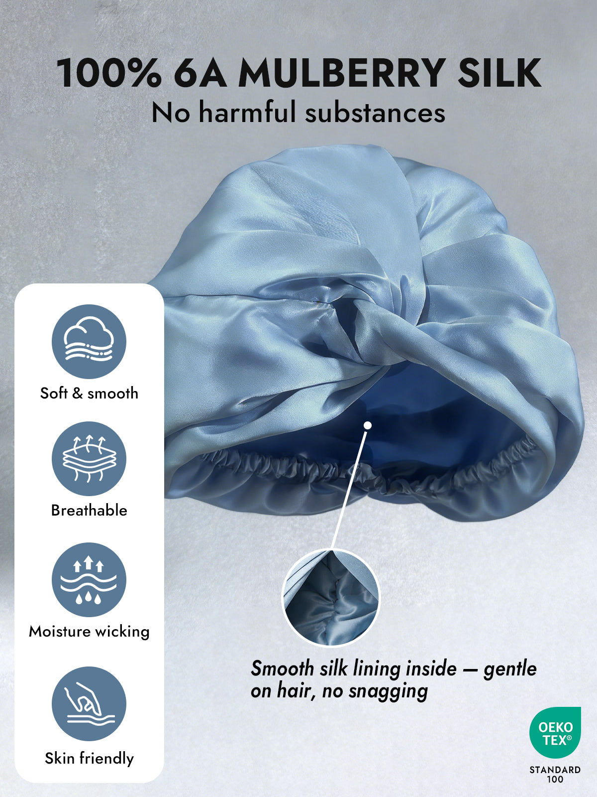 [Steel Blue] SilkSilky-UK Sleep Cap 004