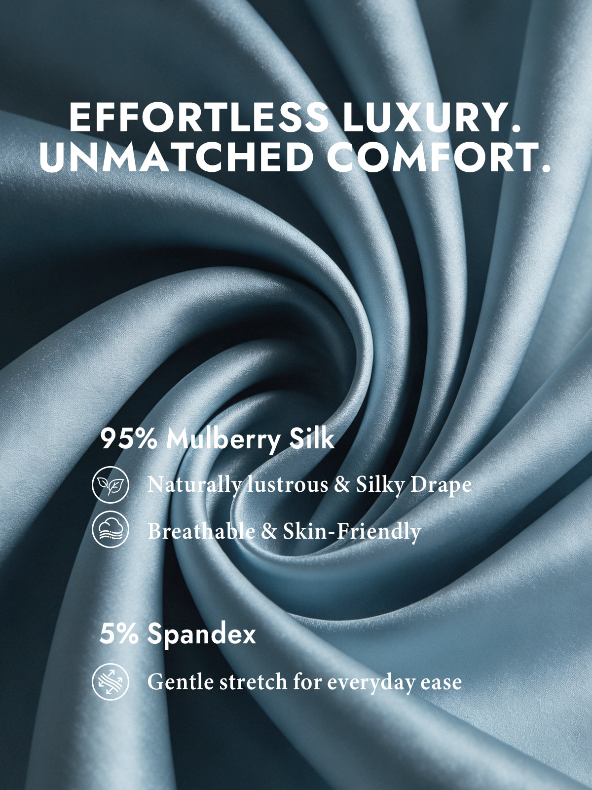 [Grayish Blue] SilkSilky-UK Silk Long Sleeve Collar Women's Shirt 003