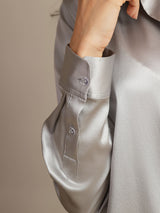 [Light Gray] SilkSilky-UK Long Sleeve Lapel Collar Women's Shirt 004