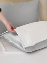 [LightGray+White] SilkSilky-UK 25Momme Bed Linen Set 005