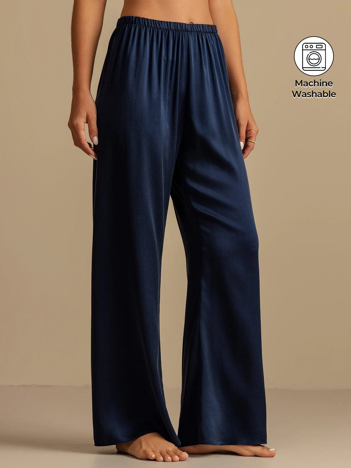 [Dark Blue] SilkSilky-UK 19Momme Machine-Washable Silk Womens Sleep Bottoms 001