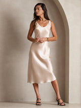 [Beige] SilkSilky-UK Sleeveless Dress 003