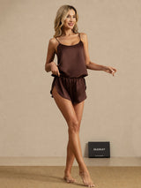 [Brown] SilkSilky-UK Spaghetti Strap Camisole Set 007