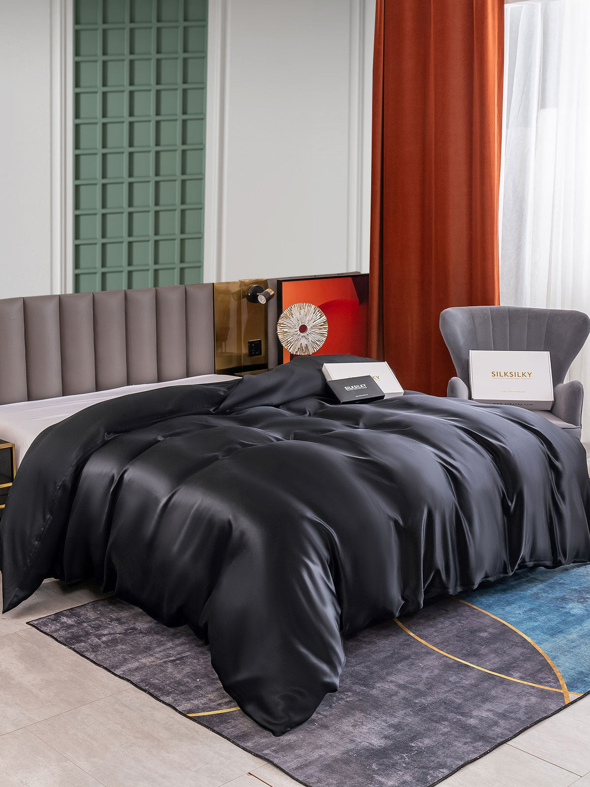 [Black] SilkSilky-UK 25Momme Pure Silk Duvet Cover 001