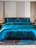 SilkSilky UK 22Momme Pure Silk Bedding Set Teal 001