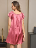 SilkSilky UK Pure Silk Cap Sleeve Tie Neck Nightdress PaleMauve 002