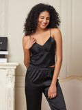 SilkSilky UK Pure Silk V Neck Camisole Black 002