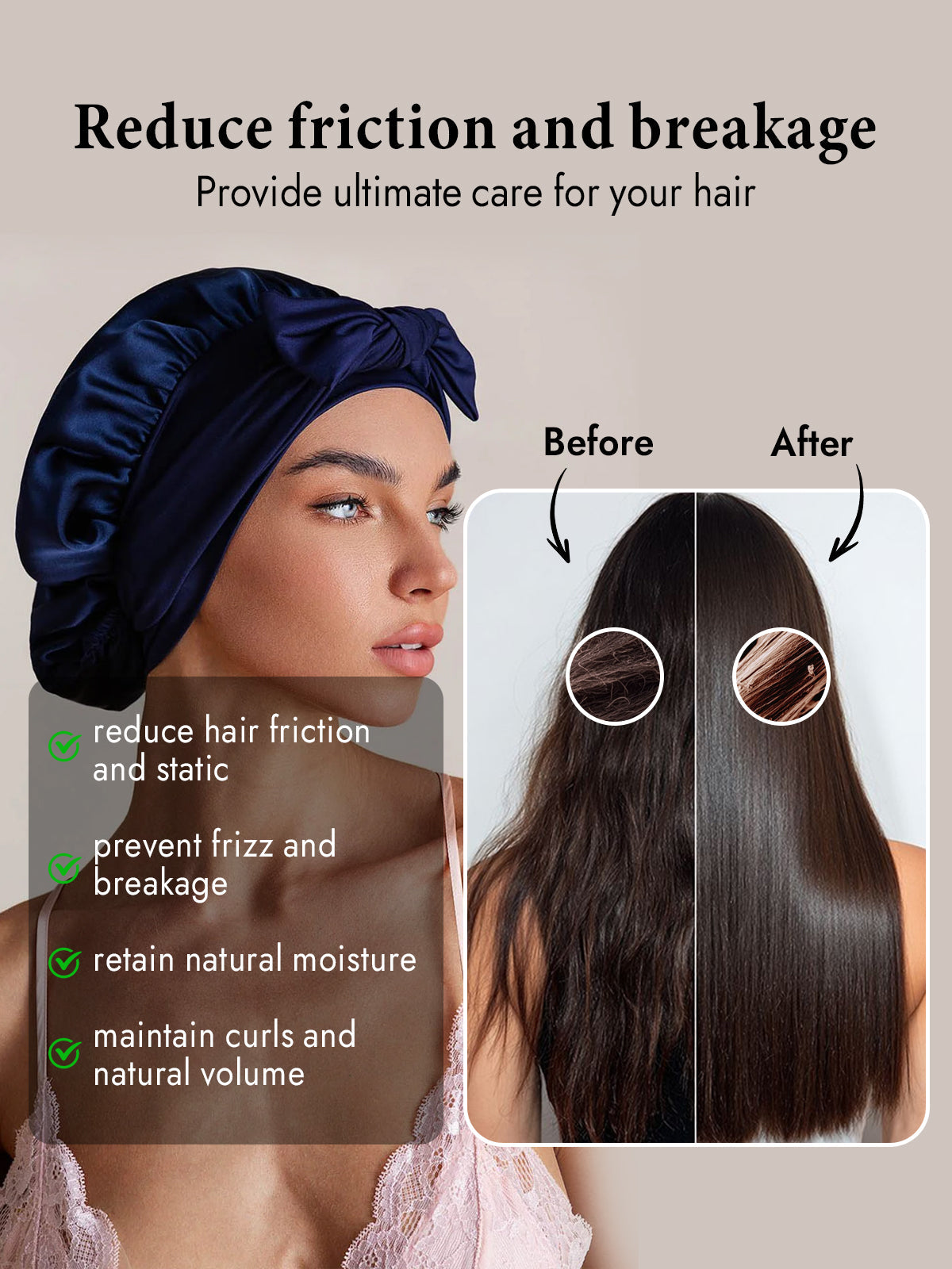 [Dark Blue] SilkSilky-UK Pure Silk Sleep Cap 003