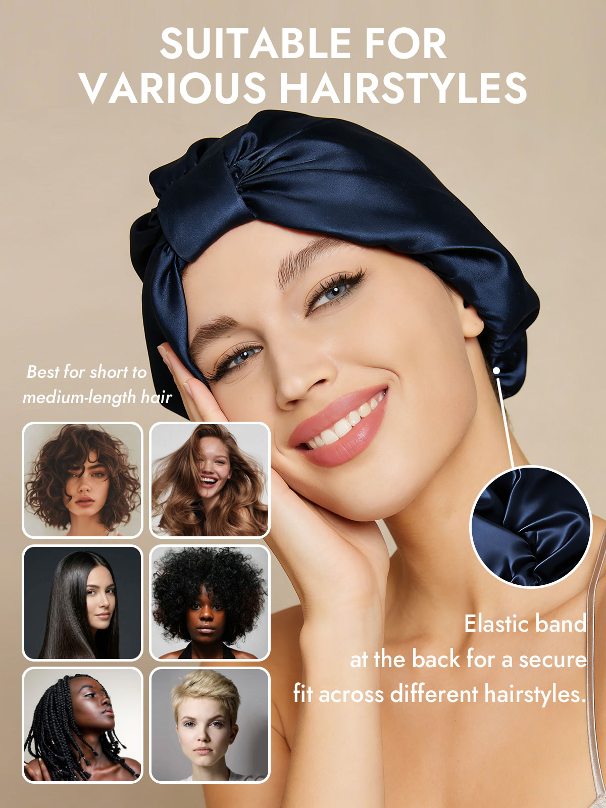 [Dark Blue] SilkSilky-UK Sleep Cap 005
