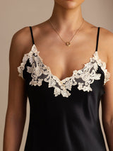 [Black] SilkSilky-UK Spaghetti Strap V Neck Dress 004