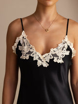 [Black] SilkSilky-UK Spaghetti Strap V Neck Dress 004