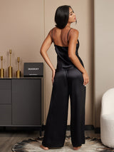 [Black] SilkSilky-UK Spaghetti Strap V Neck Camisole Set 002