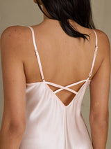 [Pink] SilkSilky-UK Spaghetti Strap V Neck Nightdress 004