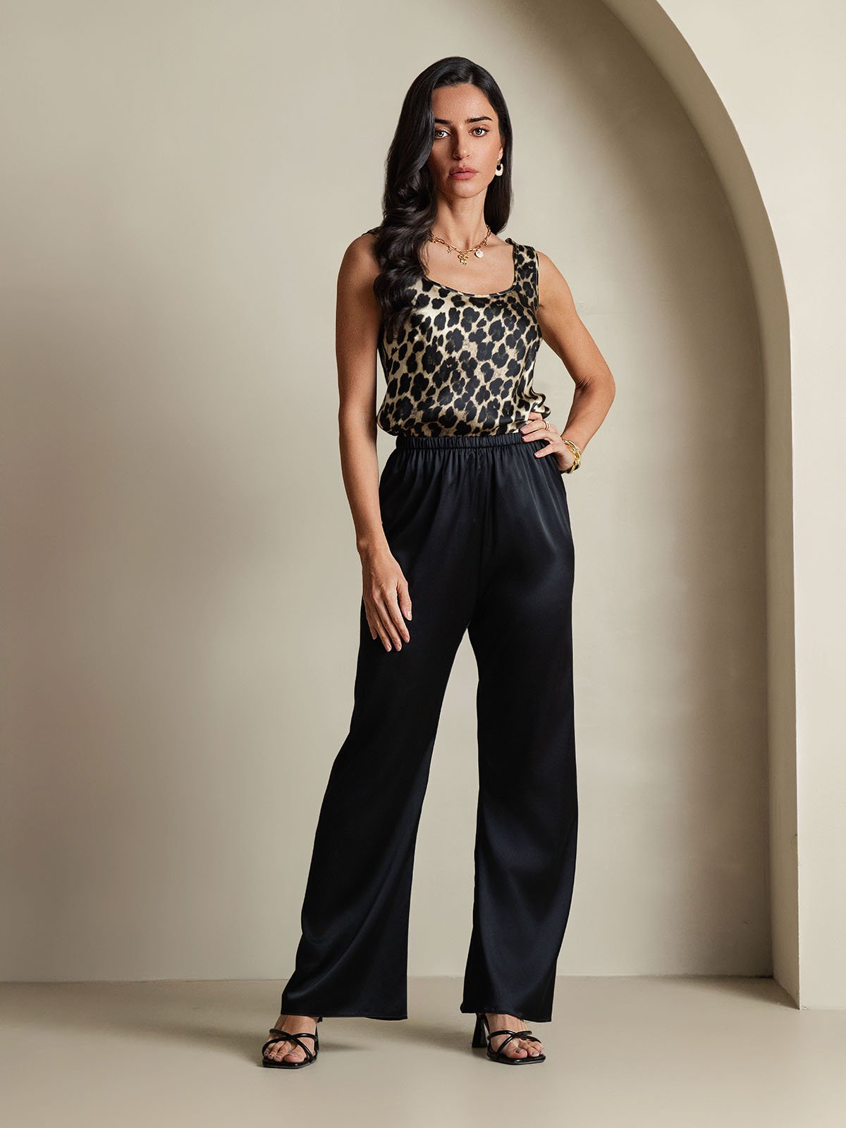 [Leopard] SilkSilky-UK 19Momme Silk U Neck Camisole 008,