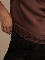 [Brown] SilkSilky-UK Spaghetti Strap V Neck Camisole 005