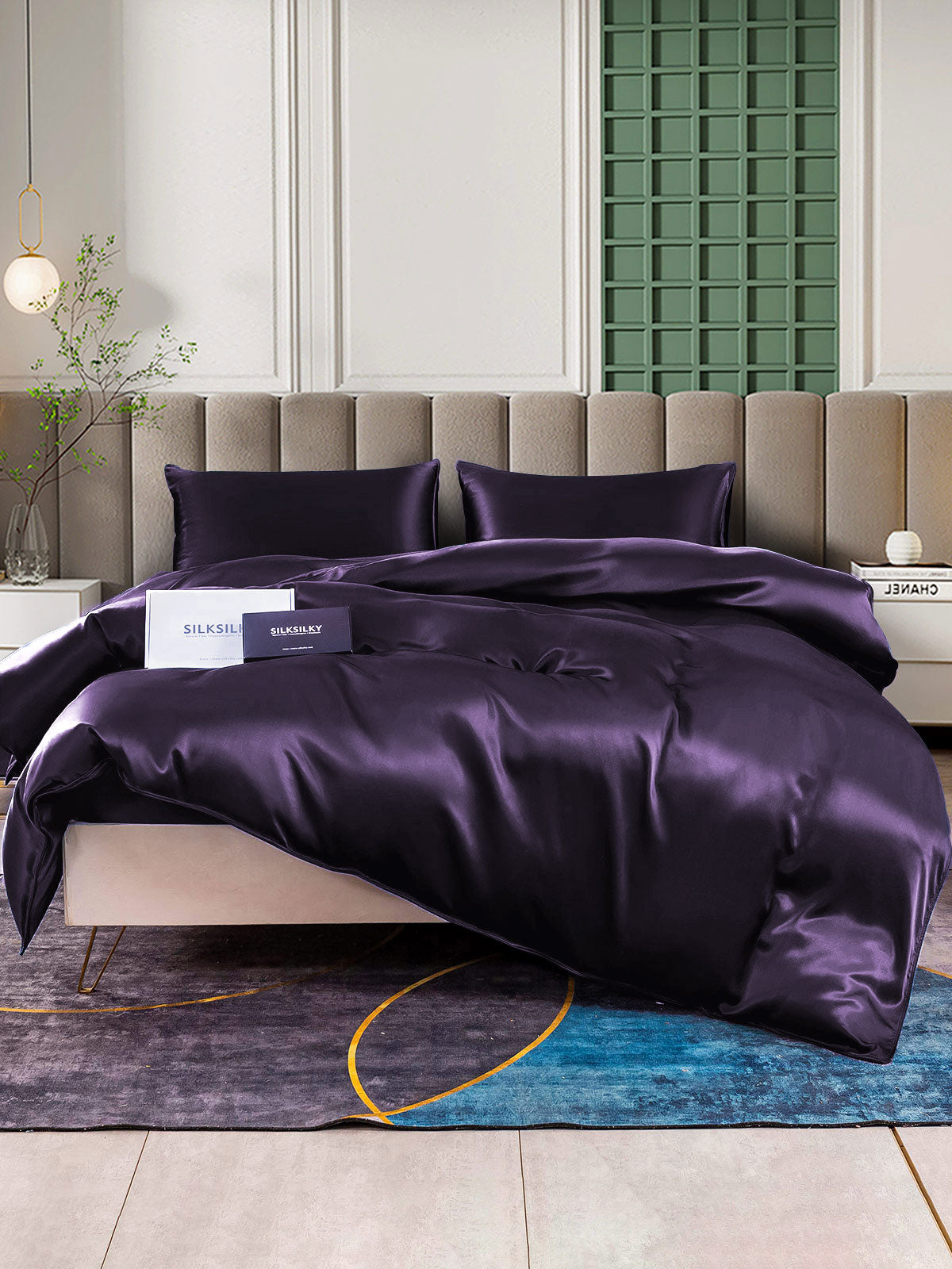 [Deep Purple] SilkSilky-UK 22Momme Pure Silk Bedding Set 001,