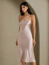[Shadow Gray] SilkSilky-UK Spaghetti Strap V Neck Dress 007