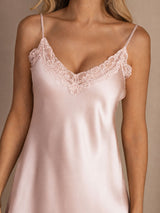 [Pink] SilkSilky-UK Spaghetti Strap V Neck Nightdress 004
