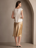 SilkSilky UK 19Momme Pure Silk Skirt Champagne 004