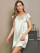[Mint Green] SilkSilky-UK Cap Sleeve Square Neck Nightdress 004