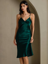 [Green] SilkSilky-UK Spaghetti Strap V Neck Dress 007