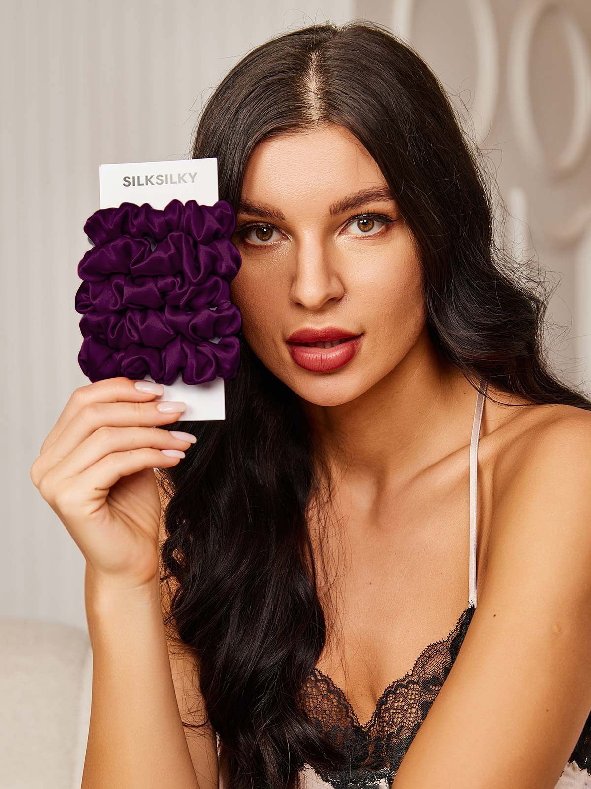 [Deep Purple] SilkSilky-UK 19Momme Pure Silk Scrunchie 002