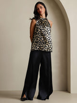 [Leopard] SilkSilky-UK 19Momme Silk Womens T-Shirt 006,