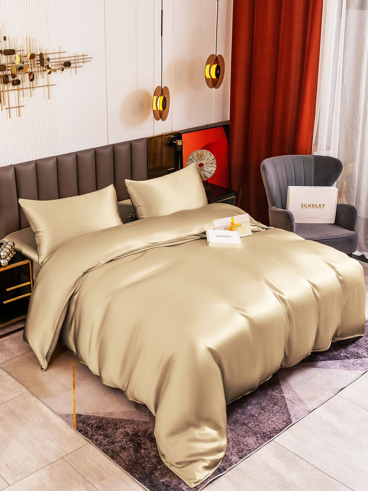 SilkSilky-UK 19Momme Pure Silk Duvet Cover Beige 009