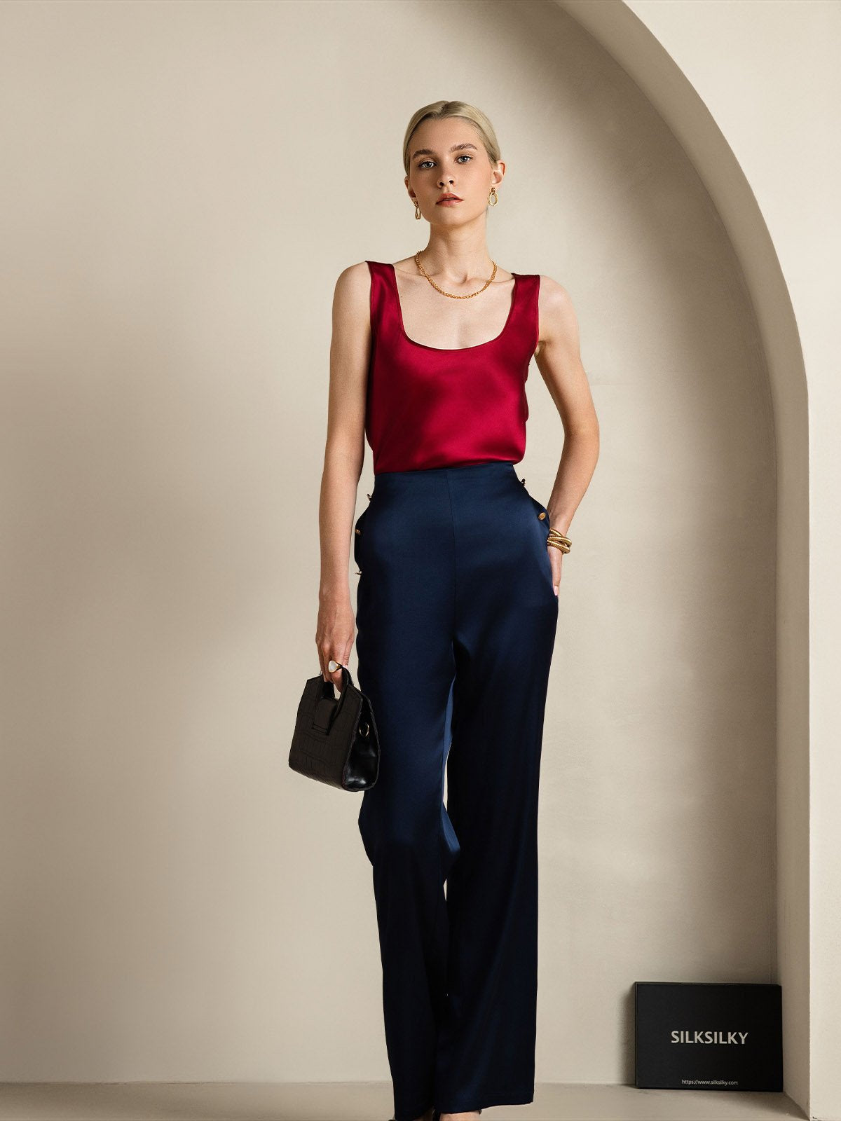 [Wine] SilkSilky-UK 19Momme Silk U Neck Camisole 007