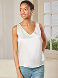 SilkSilky UK Pure Silk Sleeveless V Neck Camisole White 001