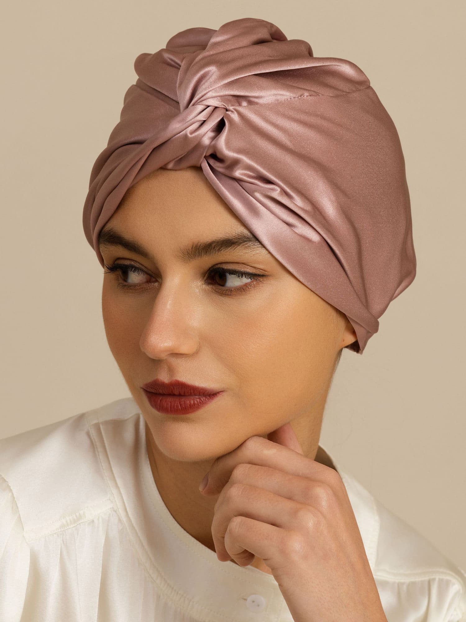 [Pale Mauve] SilkSilky-UK 22Momme Sleep Cap 006