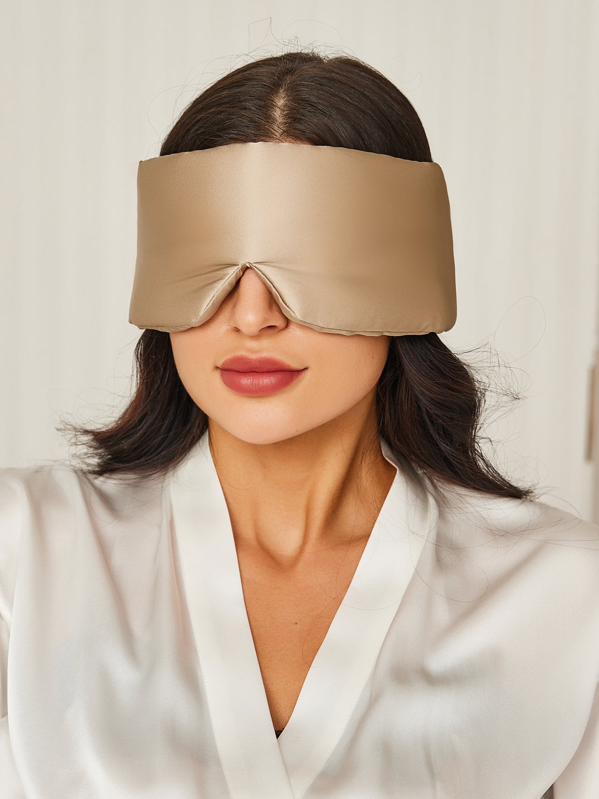 [Beige] SilkSilky-UK 19Momme Pure Silk Eye Mask 001