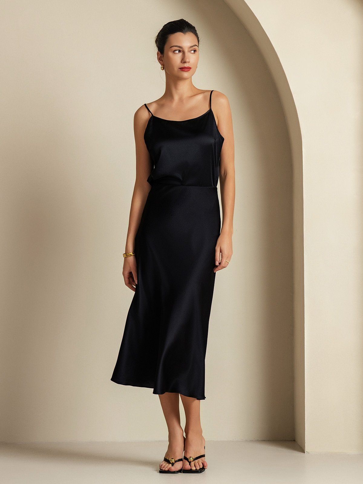 [Black] SilkSilky-UK 19Momme Pure Silk Womens Outfit Sets 005,