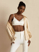 [Champagne] SilkSilky-UK 19Momme Stretch Silk Charmeuse Long Sleeve Women's Outerwear 008