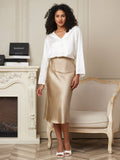 SilkSilky-UK 19Momme Pure Silk Skirt Champagne 001