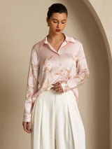 [Pink] SilkSilky-UK Long Sleeve Lapel Collar Women's Shirt 004