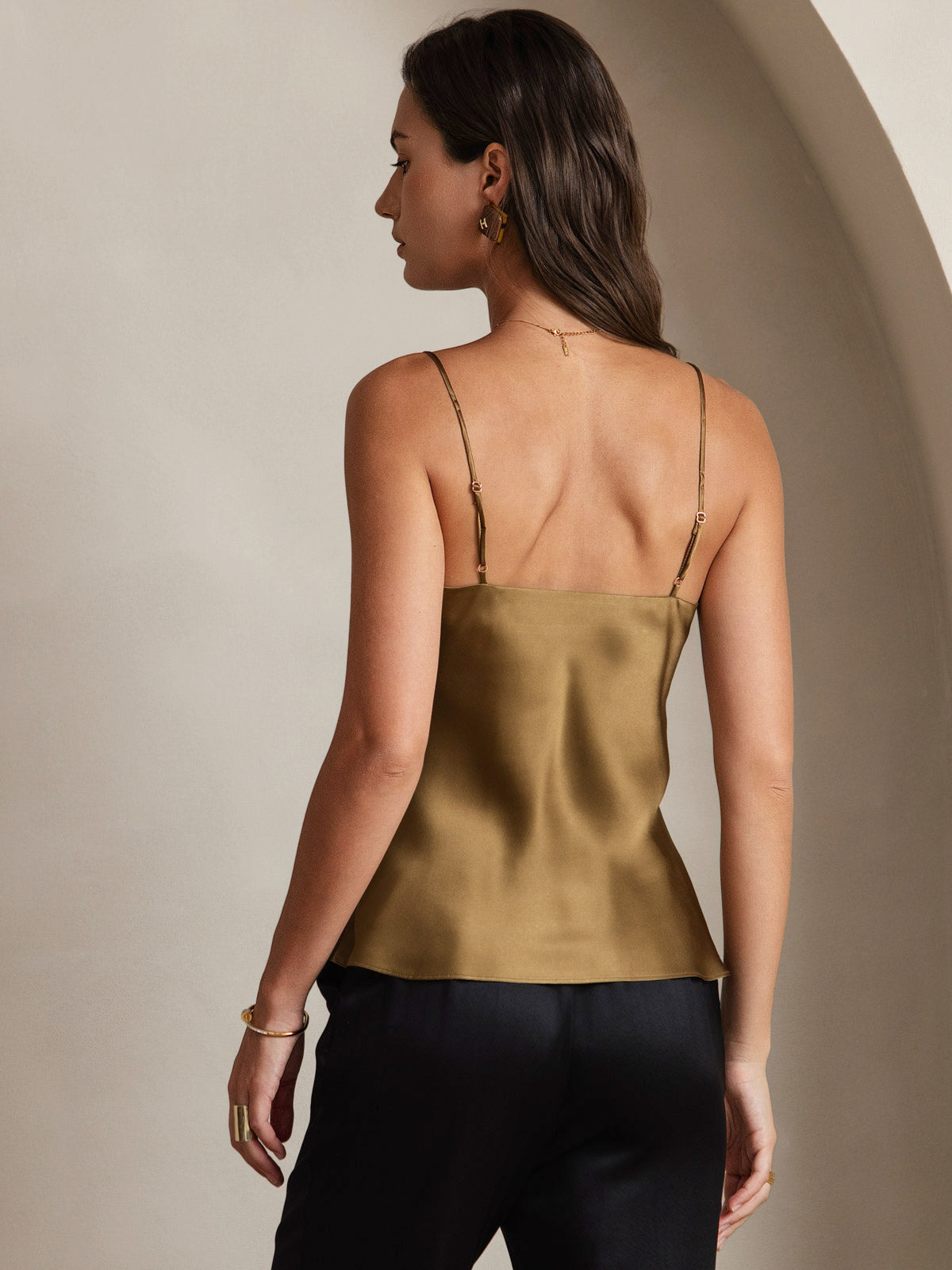 [Coffee] SilkSilky-UK Pure Silk V Neck Camisole 002