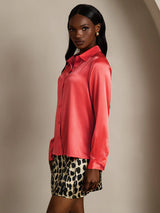 [Imperial Red] SilkSilky-UK Long Sleeve Lapel Collar Women's Shirt 004