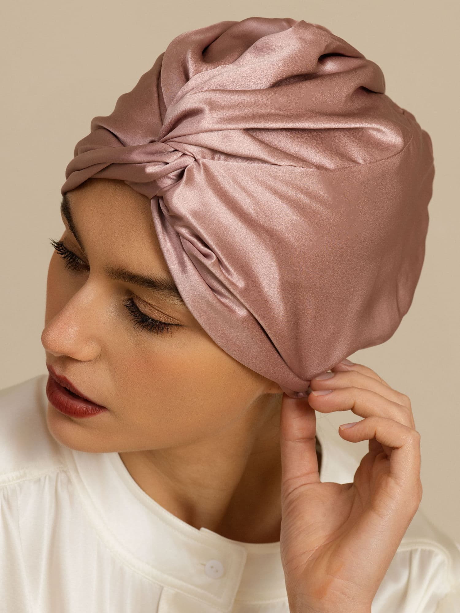 [Pale Mauve] SilkSilky-UK 22Momme Sleep Cap 008