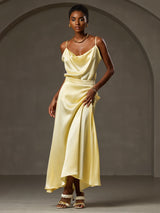 [Yellow] SilkSilky-UK Spaghetti Strap Cowl Neck Camisole 005