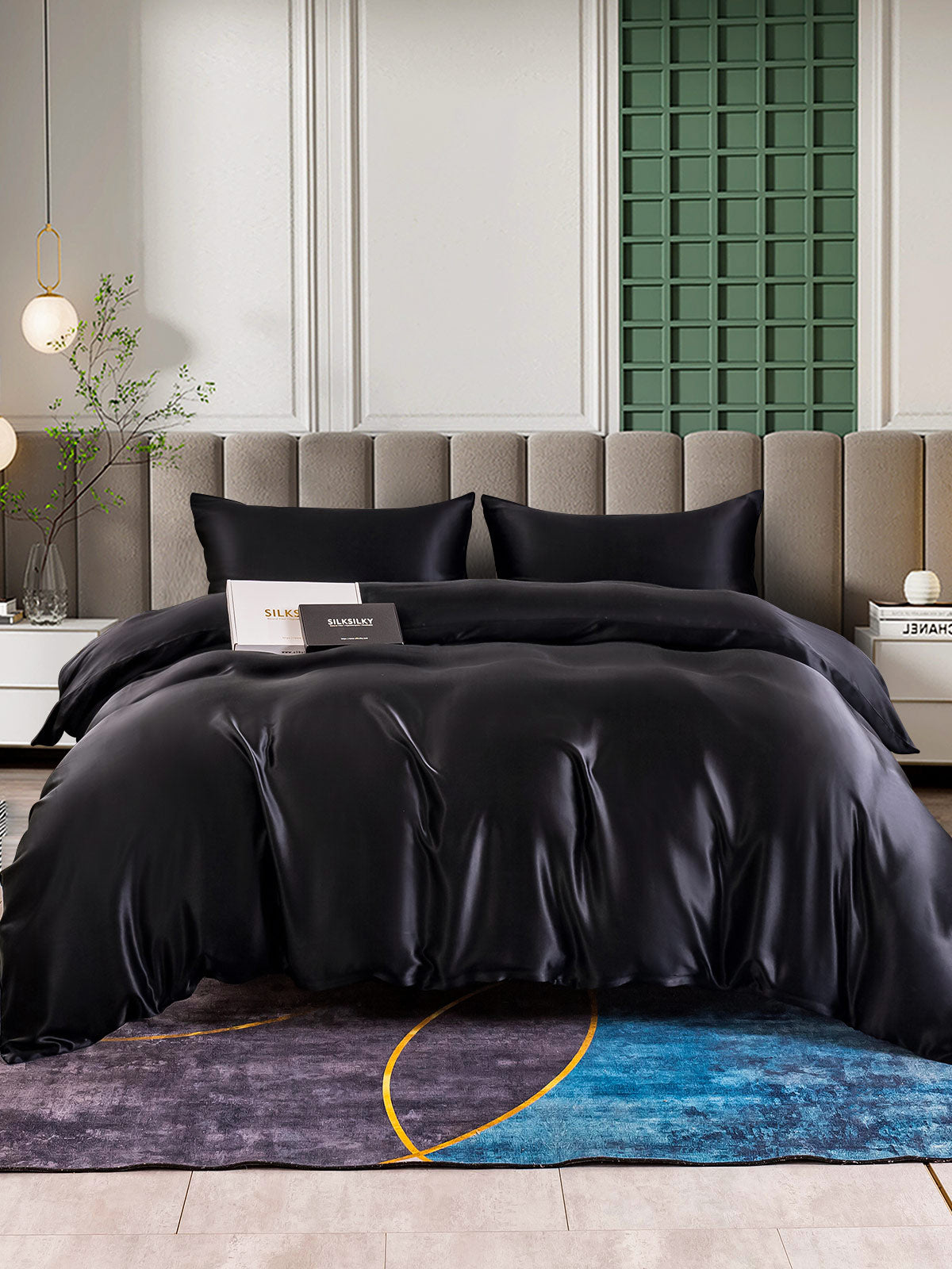 [Black] SilkSilky-UK Bed Linen Set 001