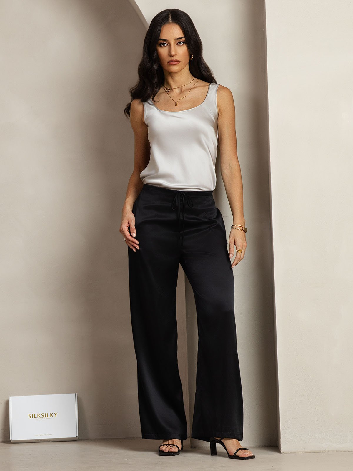 [Black] SilkSilky-UK 19Momme Silk Womens Pants 001
