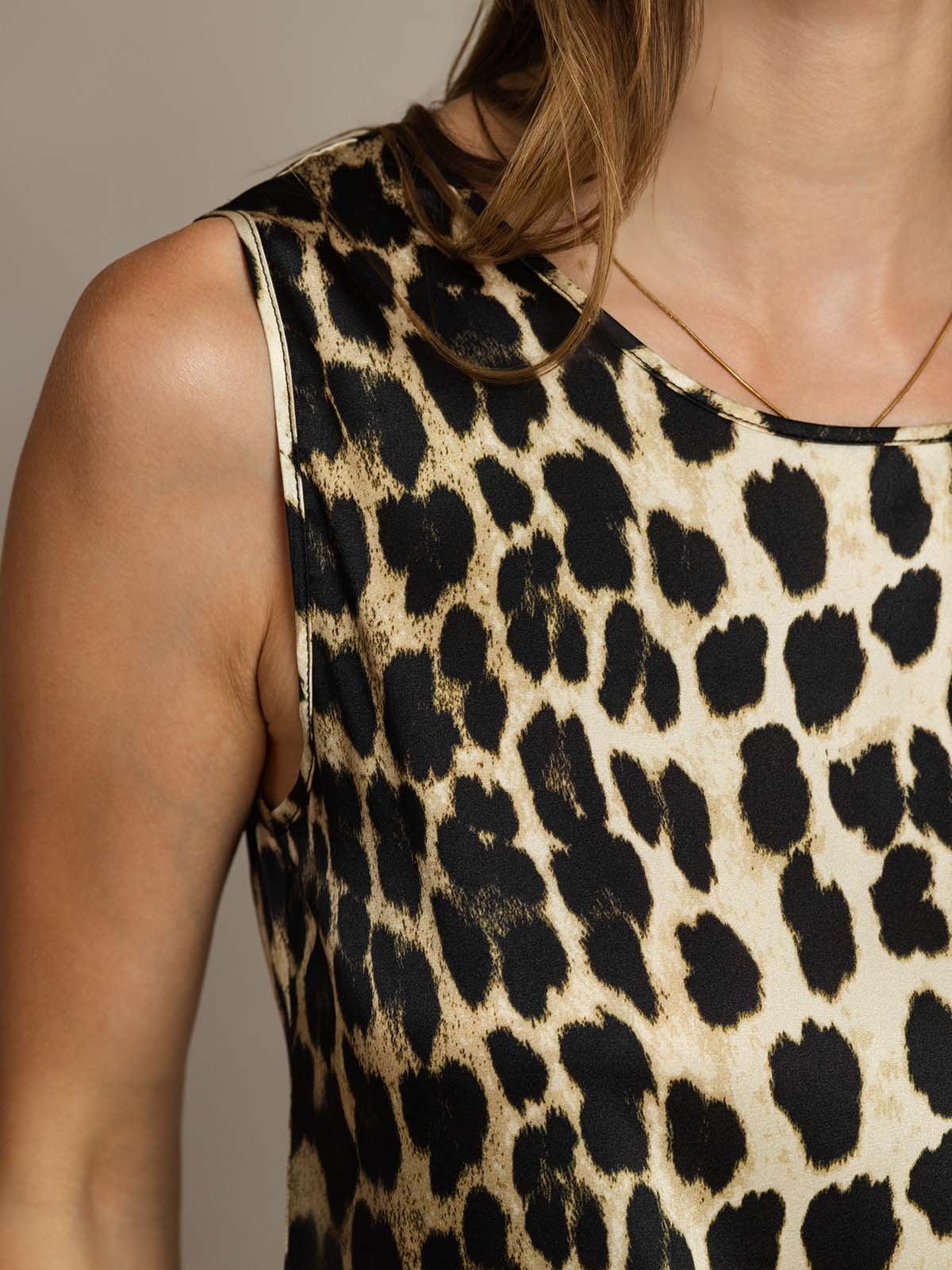 [Leopard] SilkSilky-UK 19Momme Silk Round Neck Camisole 005
