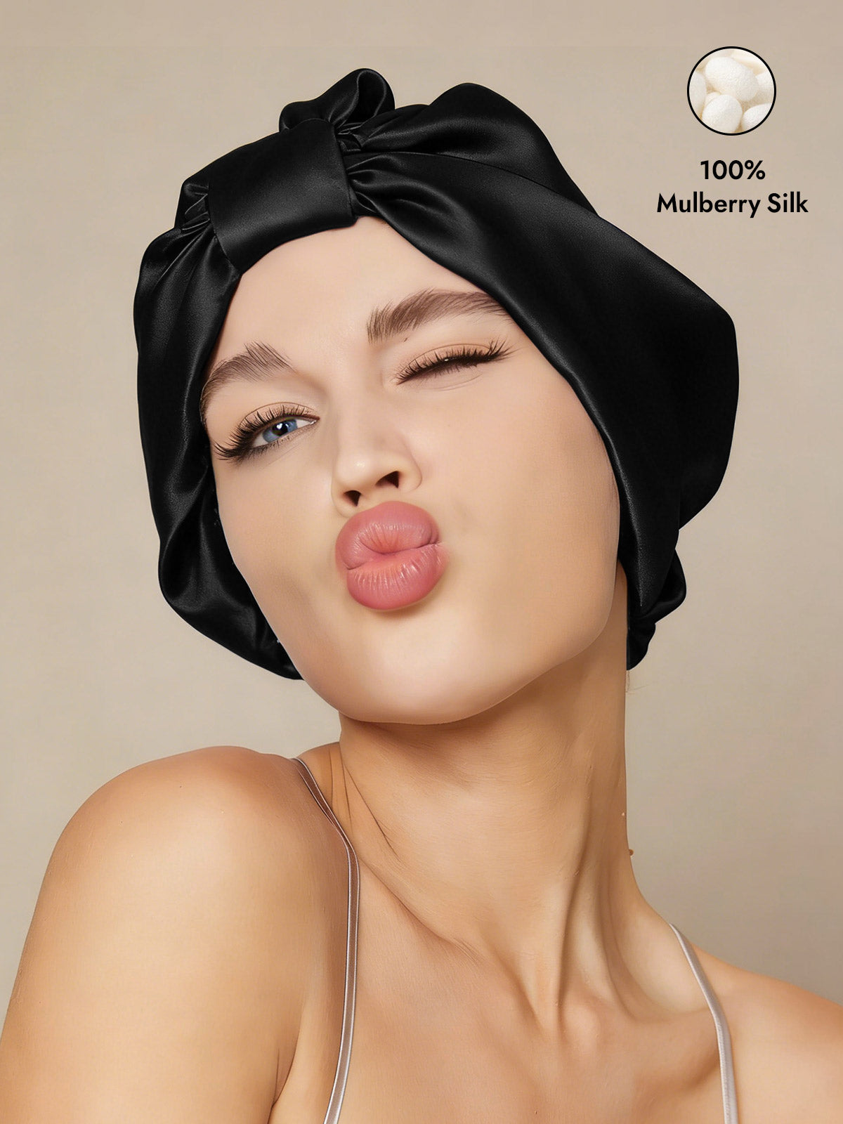 [Black] SilkSilky-UK Sleep Cap 001